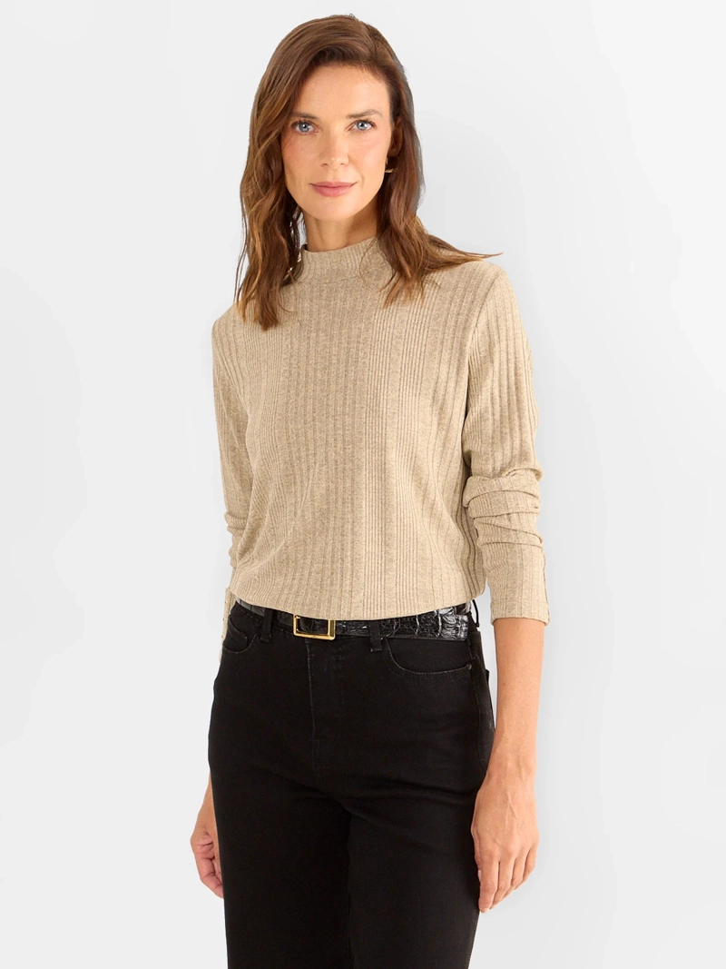 POLERA MUJER MA GRIFFE CUELLO ALTO MANGA LARGA RIB ACANALADO - 1