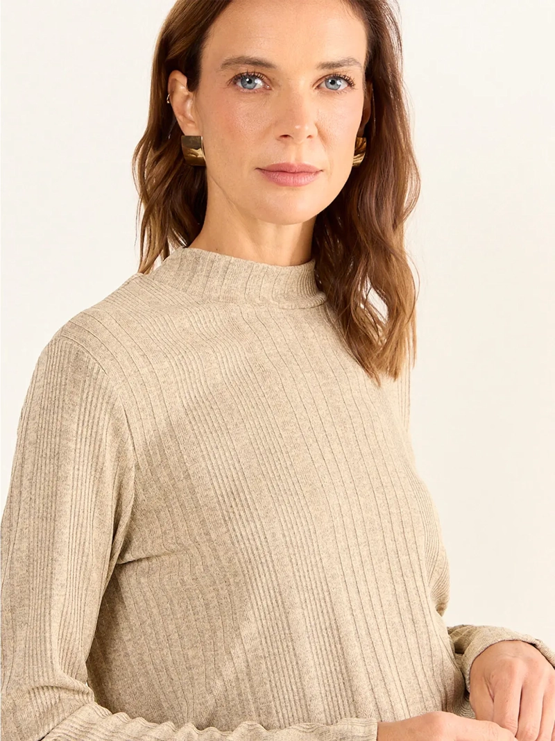 POLERA MUJER MA GRIFFE CUELLO ALTO MANGA LARGA RIB ACANALADO - 3