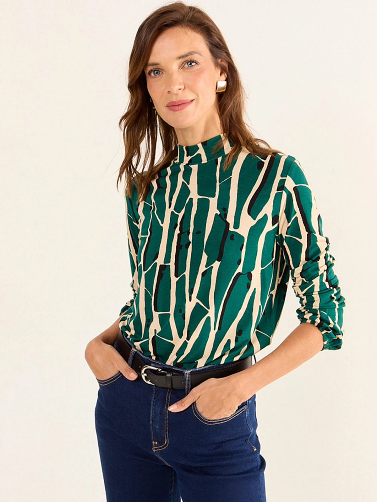POLERA MUJER MA GRIFFE CUELLO ALTO MANGA LARGA ESTAMPADA - 3