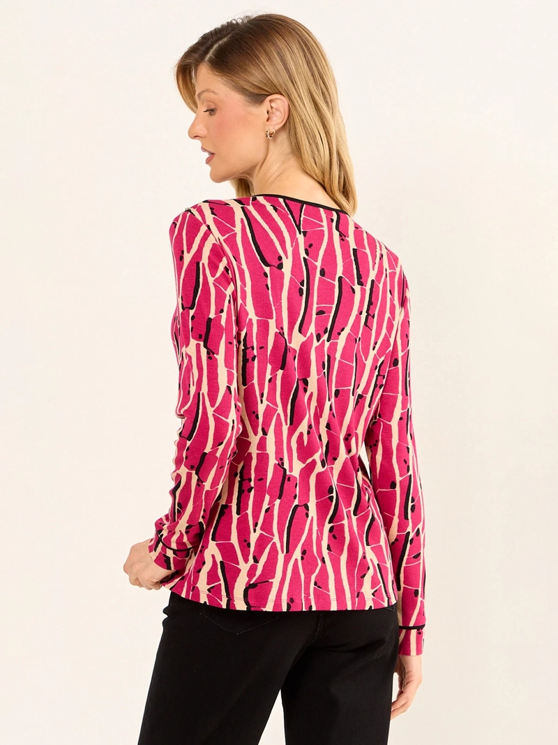 POLERA MUJER MA GRIFFE RIB ACANALADO ESTAMPADA - 2