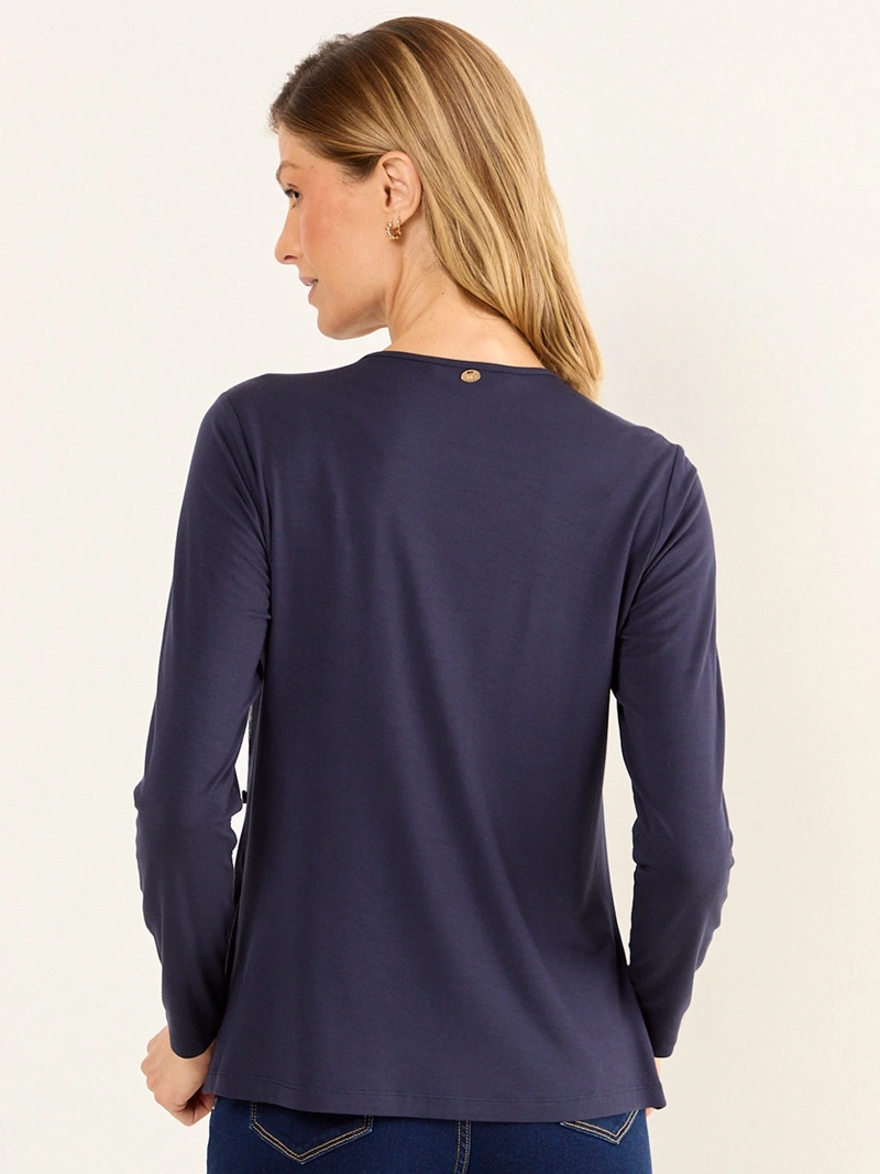 POLERA MUJER MA GRIFFE MANGA LARGA ESTAMPADO Y BOTONES - 4