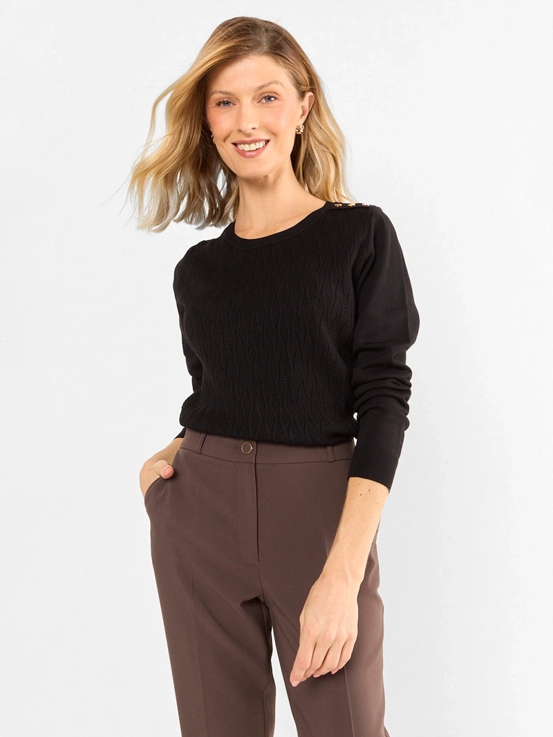 SWEATER MUJER MA GRIFFE CUELLO REDONDO TRENZADO - 1