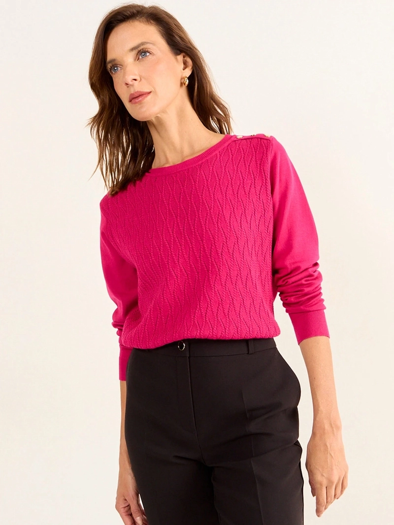 SWEATER MUJER MA GRIFFE CUELLO REDONDO TRENZADO - 3