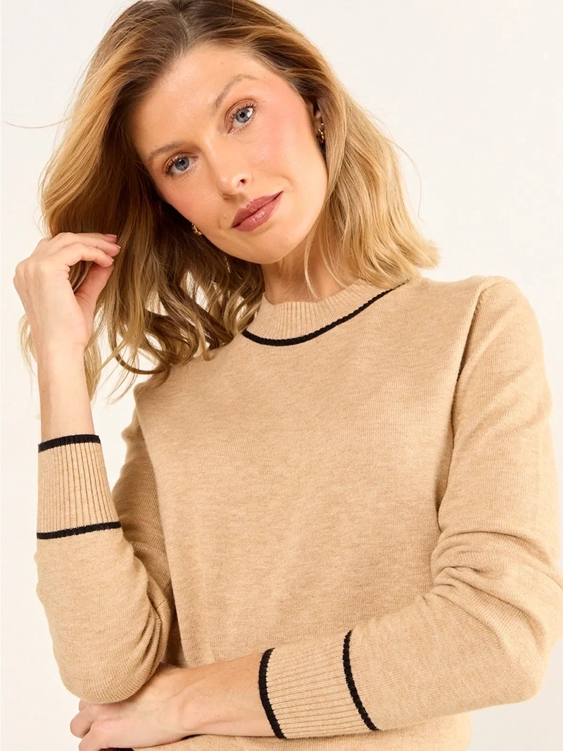SWEATER MUJER MA GRIFFE CUELLO ALTO LÍNEAS - 3