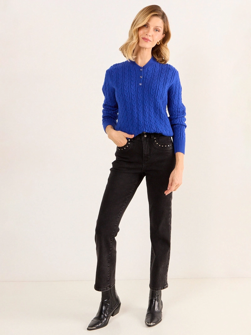SWEATER MUJER MA GRIFFE GRUESO TRENZADO BOTONES - 1