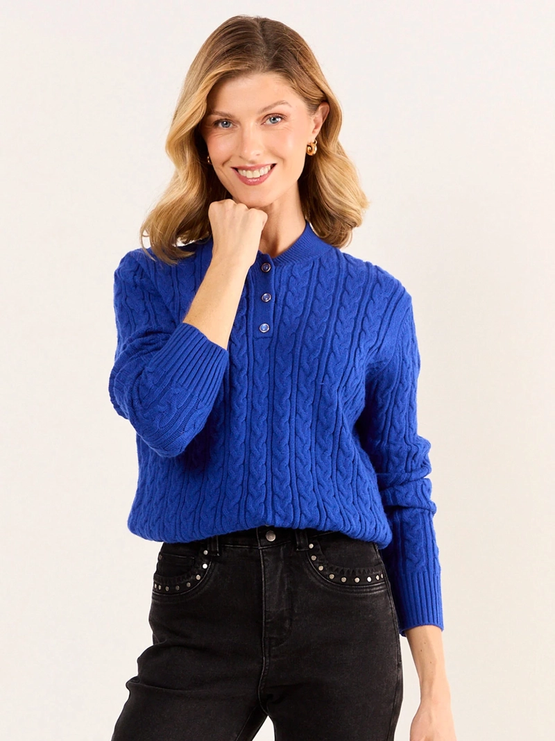 SWEATER MUJER MA GRIFFE GRUESO TRENZADO BOTONES - 3