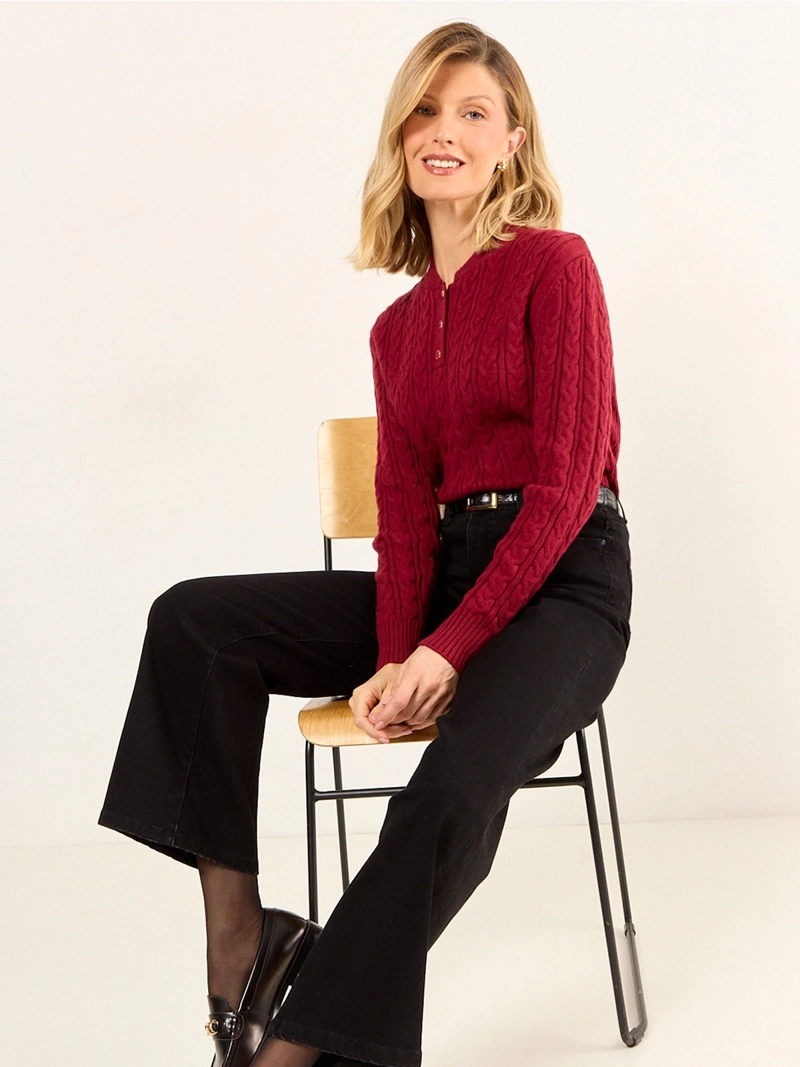 SWEATER MUJER MA GRIFFE GRUESO TRENZADO BOTONES - 1