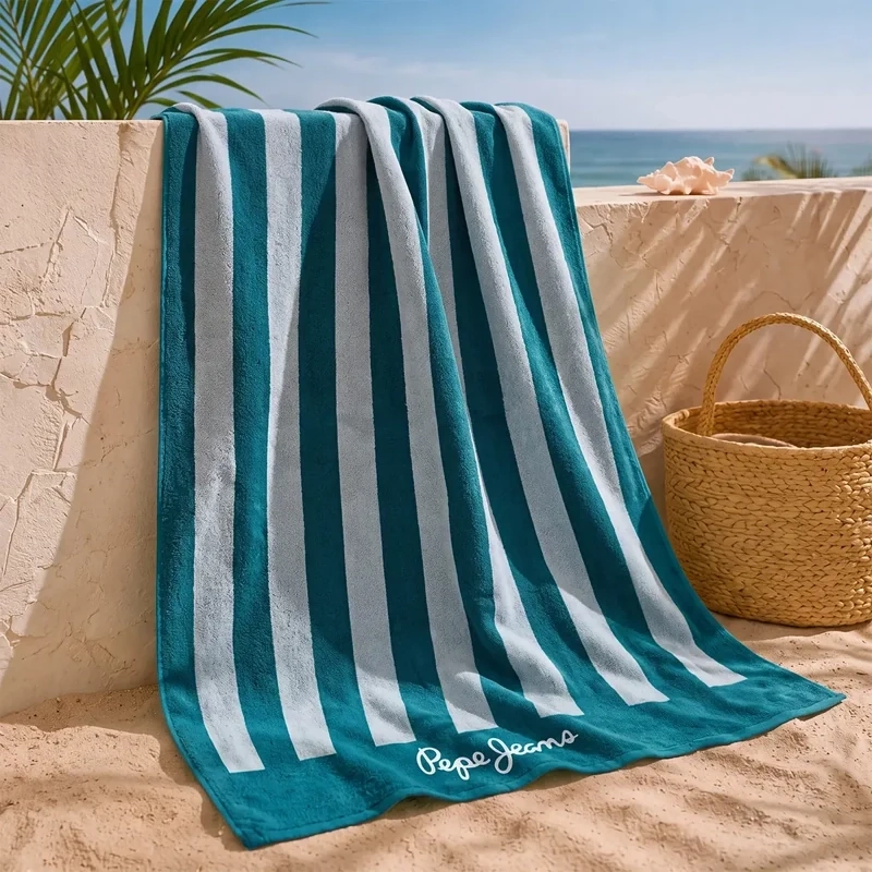 TOALLA DE PLAYA PEPE JEANS JACQUARD STRIPE AQUA - 1