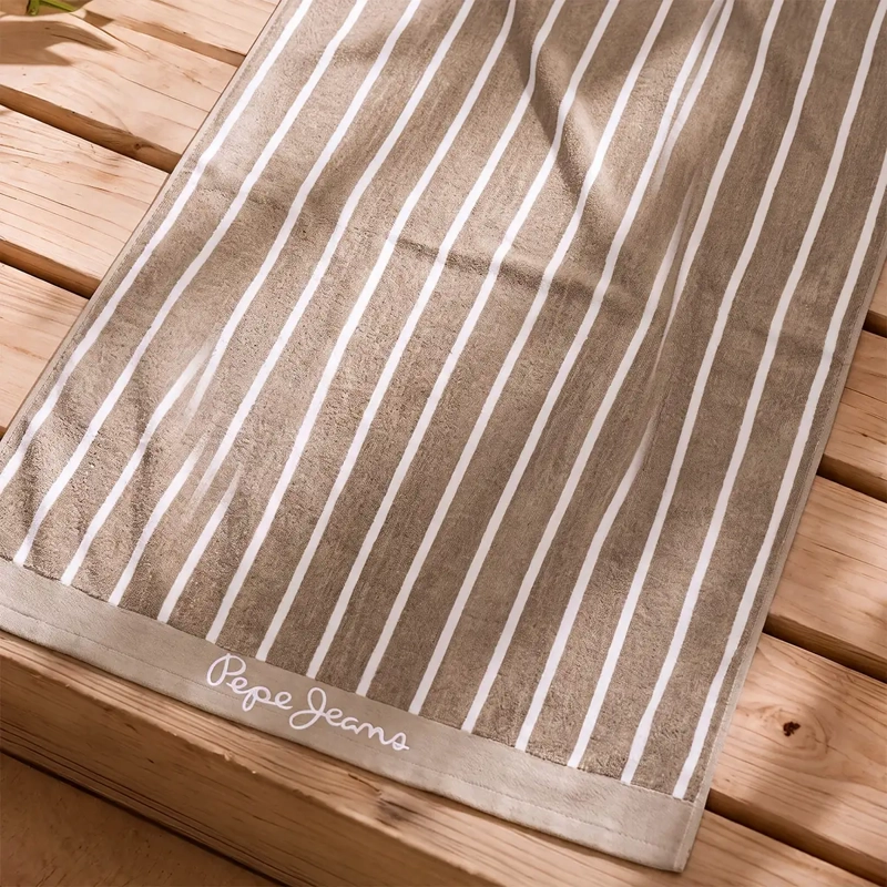 TOALLA DE PLAYA PEPE JEANS JACQUARD STRIPE BEIGE - 1