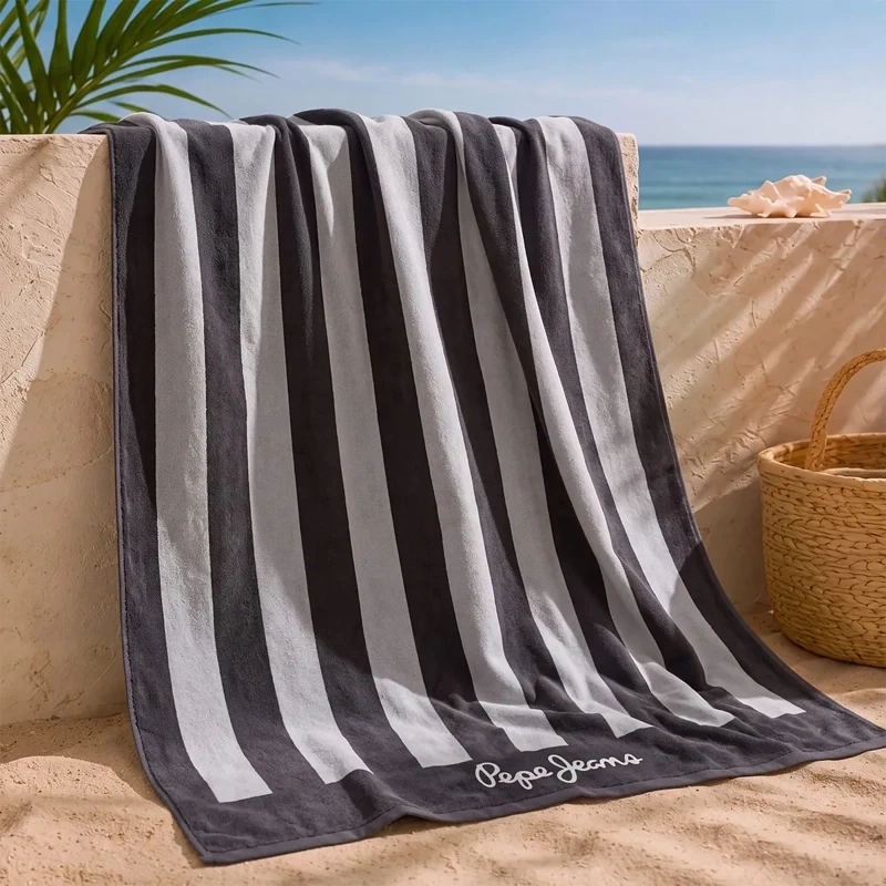 TOALLA DE PLAYA PEPE JEANS JACQUARD STRIPE NEGRO - 1