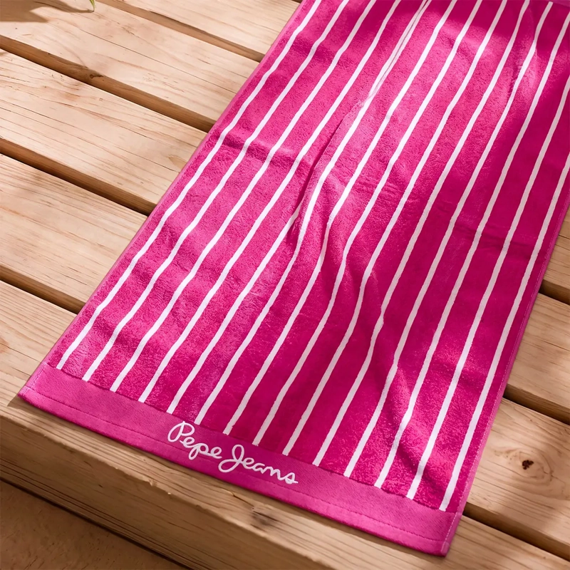 TOALLA DE PLAYA PEPE JEANS JACQUARD STRIPE ROSA - 1