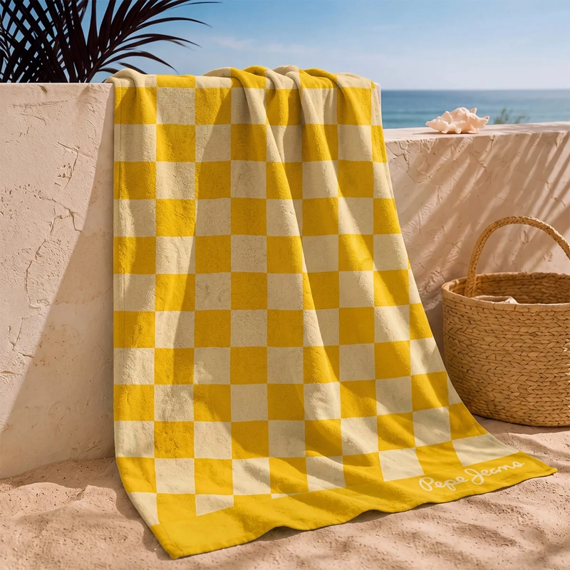 TOALLA DE PLAYA PEPE JEANS JACQUARD CHEK AMARILLO - 1