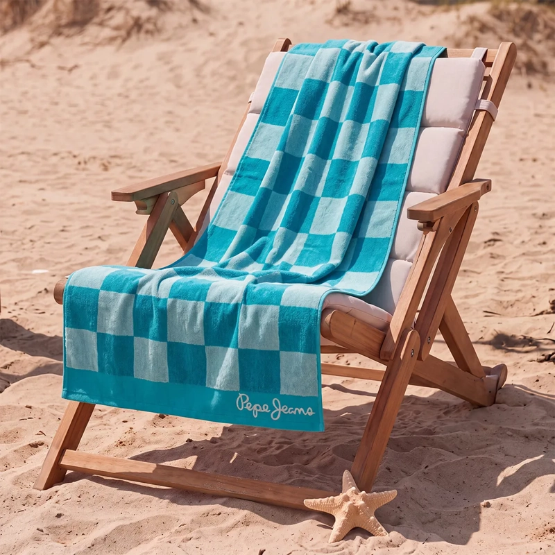 TOALLA DE PLAYA PEPE JEANS JACQUARD CHEK AQUA - 1