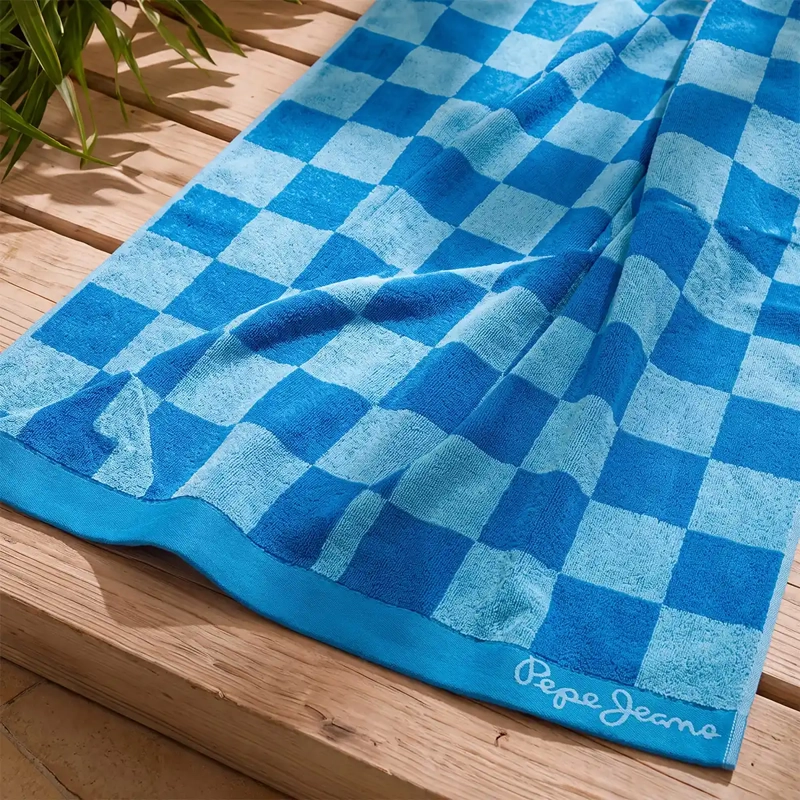 TOALLA DE PLAYA PEPE JEANS JACQUARD CHEK AZUL - 1
