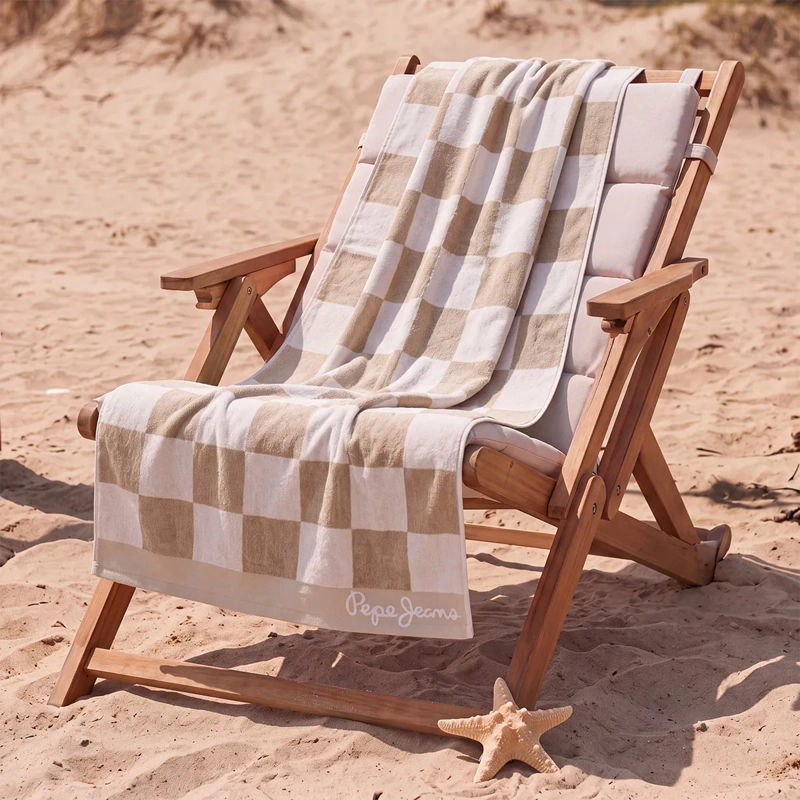 TOALLA DE PLAYA PEPE JEANS JACQUARD CHEK BEIGE - 1