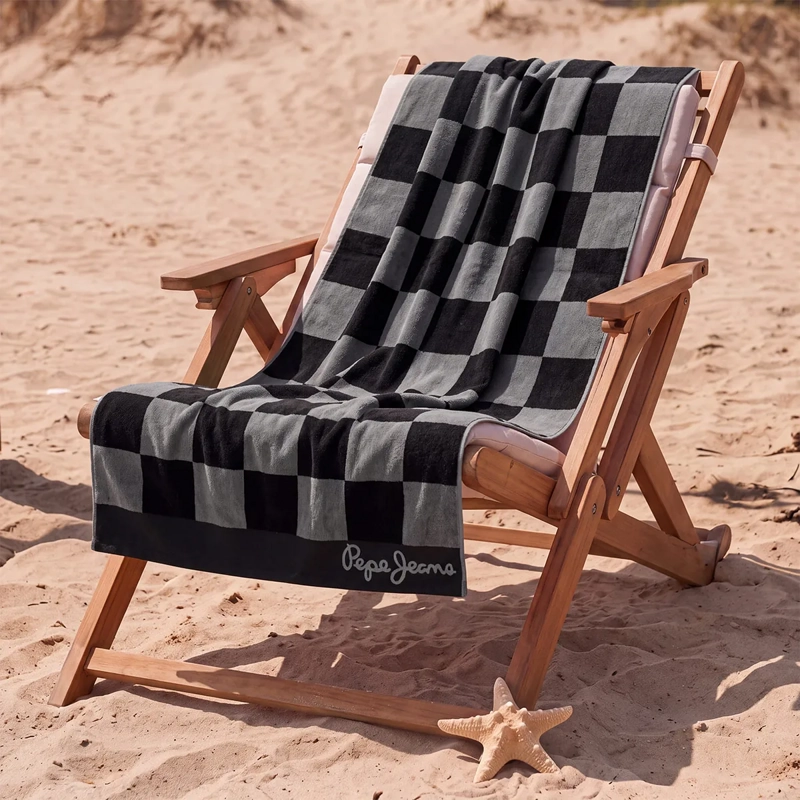 TOALLA DE PLAYA PEPE JEANS JACQUARD CHEK NEGRO - 1