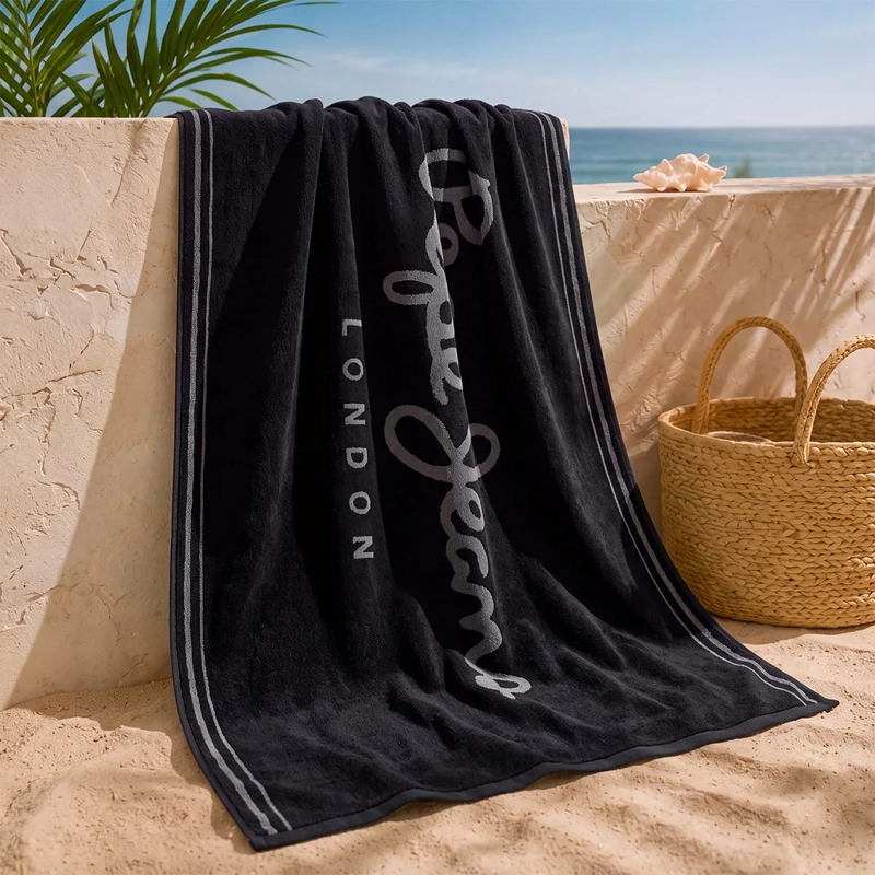 TOALLA DE PLAYA PEPE JEANS JACQUARD NEGRO - 1