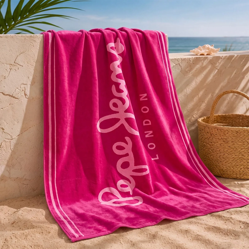 TOALLA DE PLAYA PEPE JEANS JACQUARD ROSA - 1