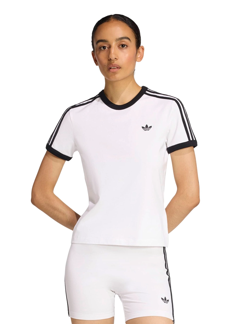 POLERA MUJER ADIDAS MANGA CORTA TRES LINEAS ENTALLADA - 1