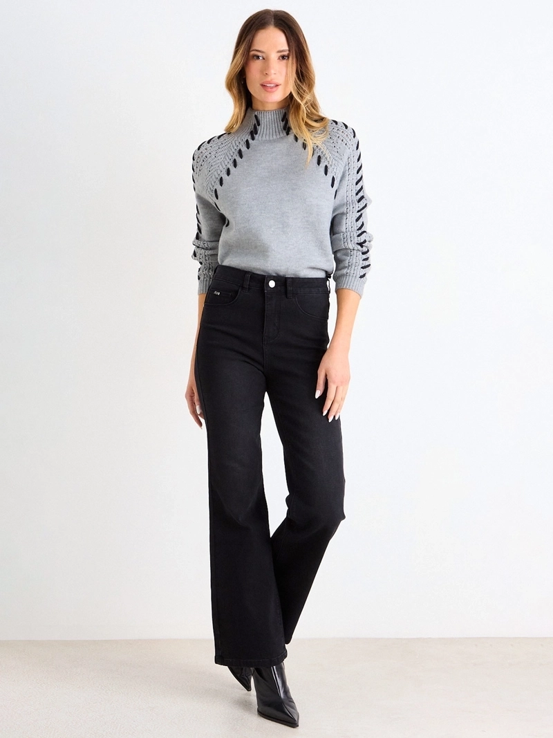 JEANS MUJER ASH ALGODÓN FLARE LISO - 1