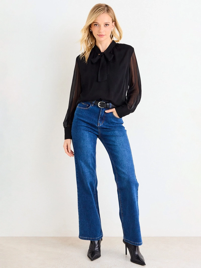 BLUSA MUJER ASH CUELLO MAO LAZO - 1