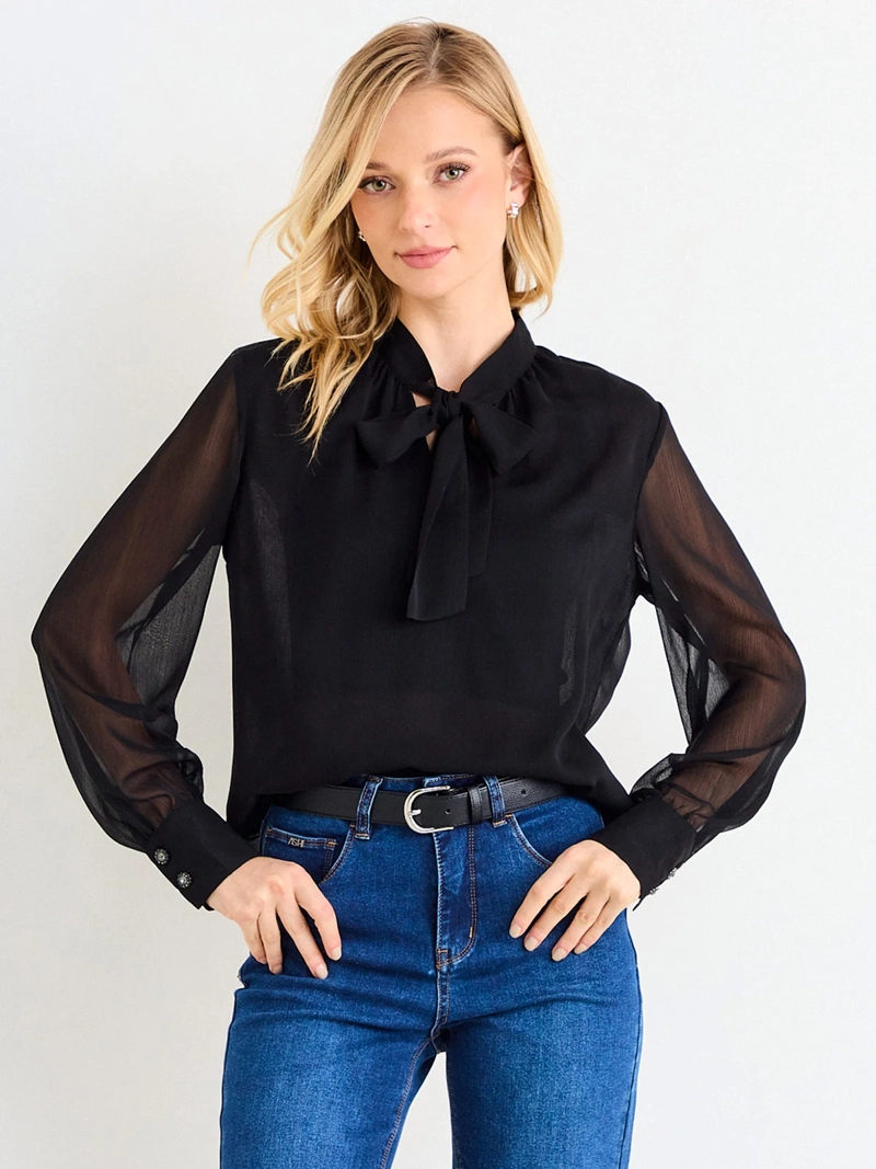 BLUSA MUJER ASH CUELLO MAO LAZO - 2