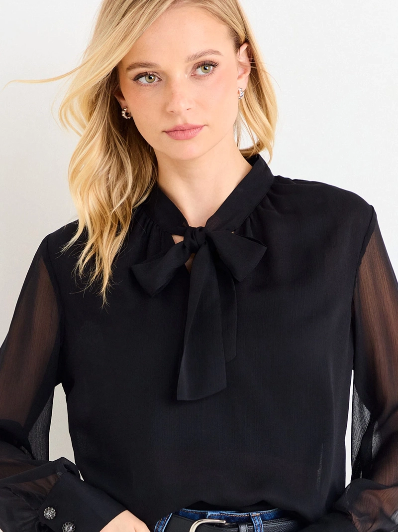 BLUSA MUJER ASH CUELLO MAO LAZO - 4