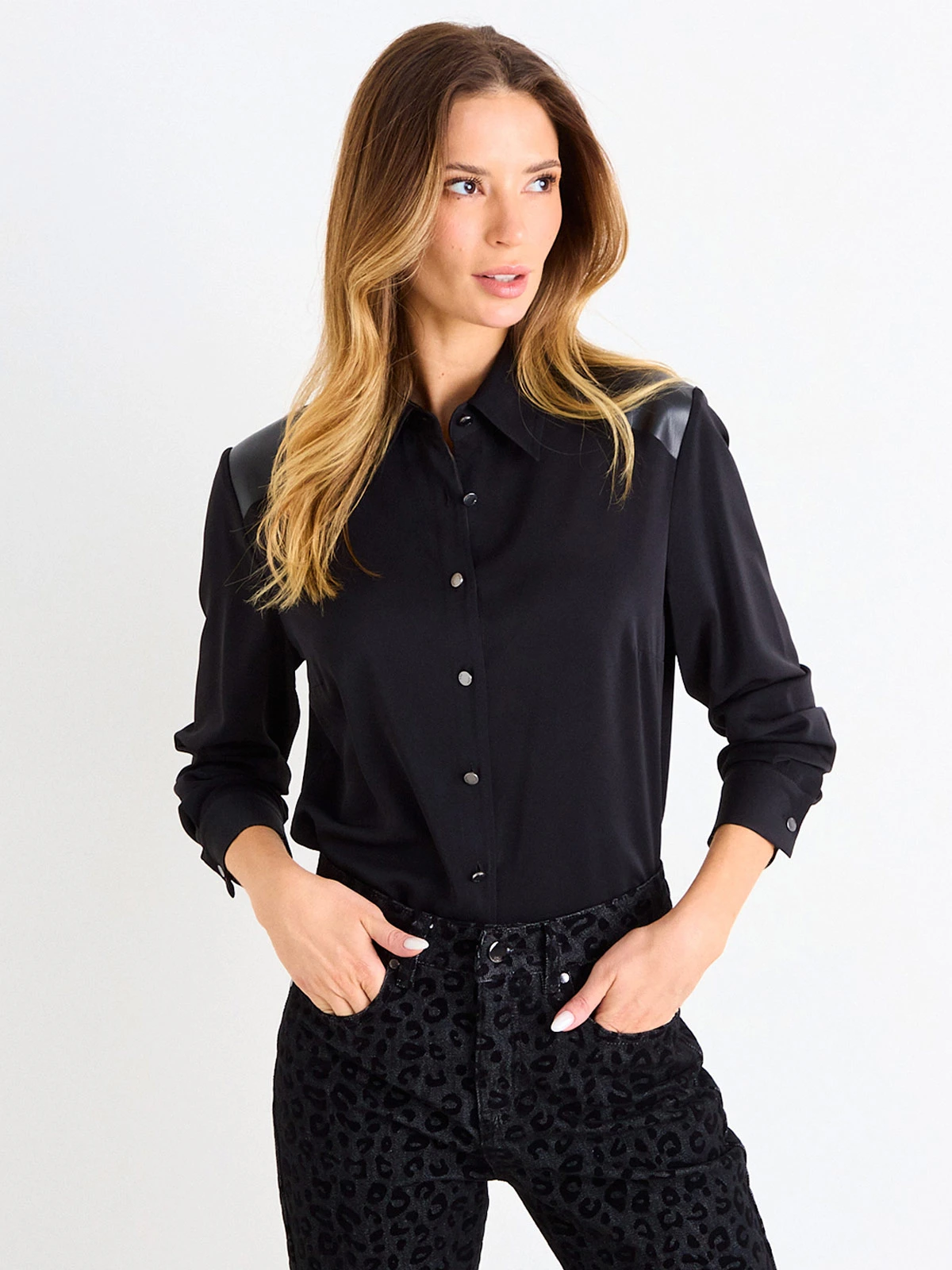 BLUSA MUJER ASH CUELLO CAMISERO MANGA LARGA PESPUNTE - 3