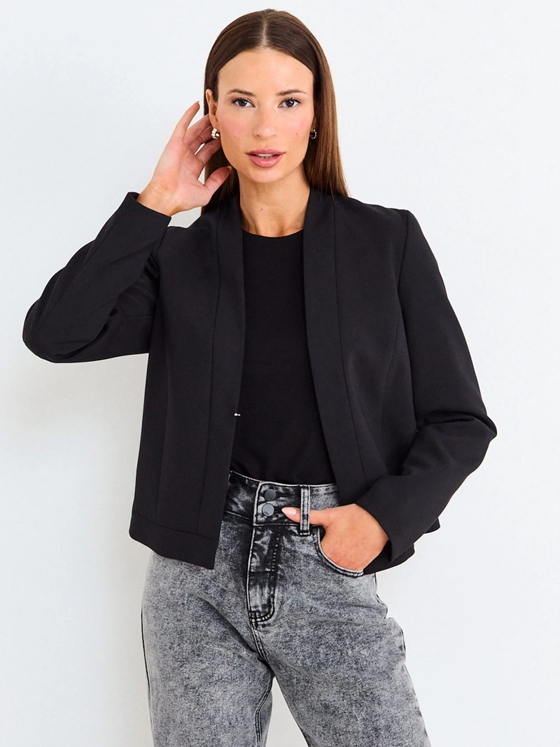 BLAZER MUJER ASH MANGA LARGA SIN SOLAPA - 2
