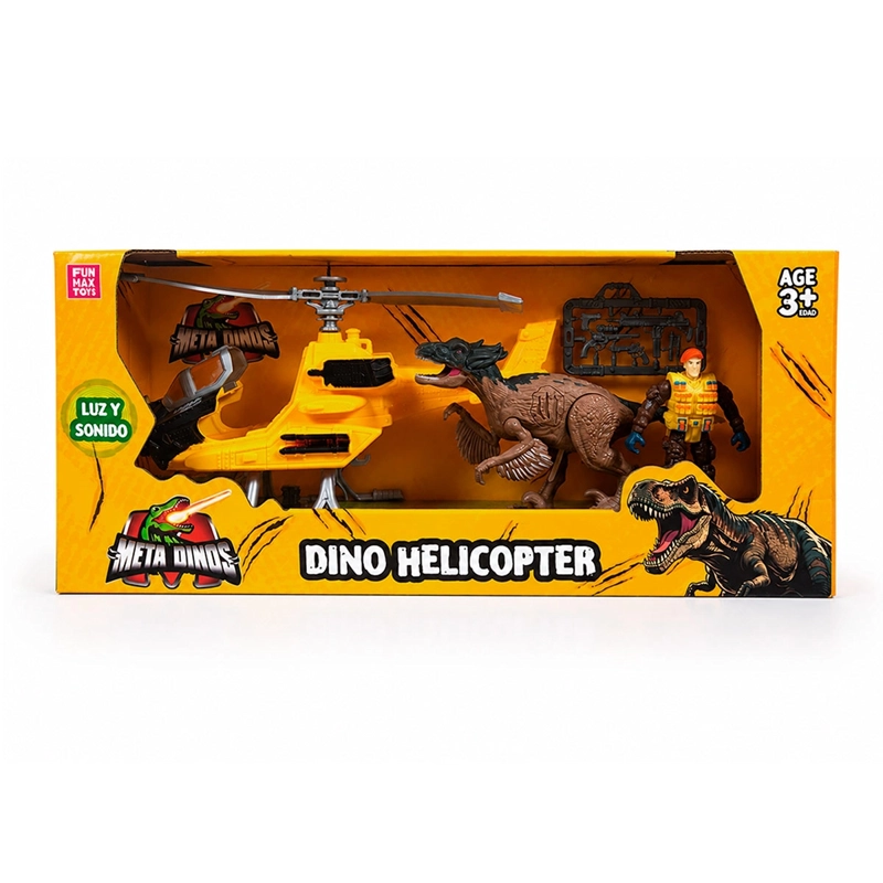 SET DE JUEGO META DINO HELICOPTERO DINO Y FIGURAS MEDIANO - 1