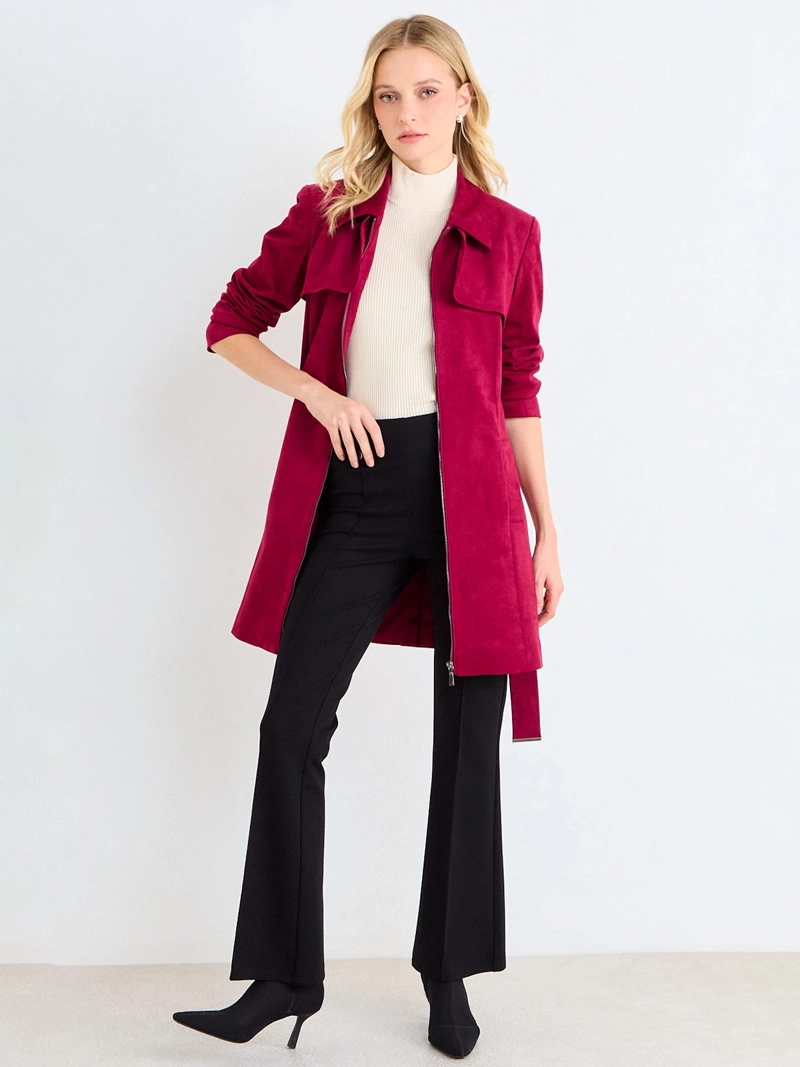 CHAQUETA MUJER ASH TRENCH LISO CUELLO CAMISERO - 4