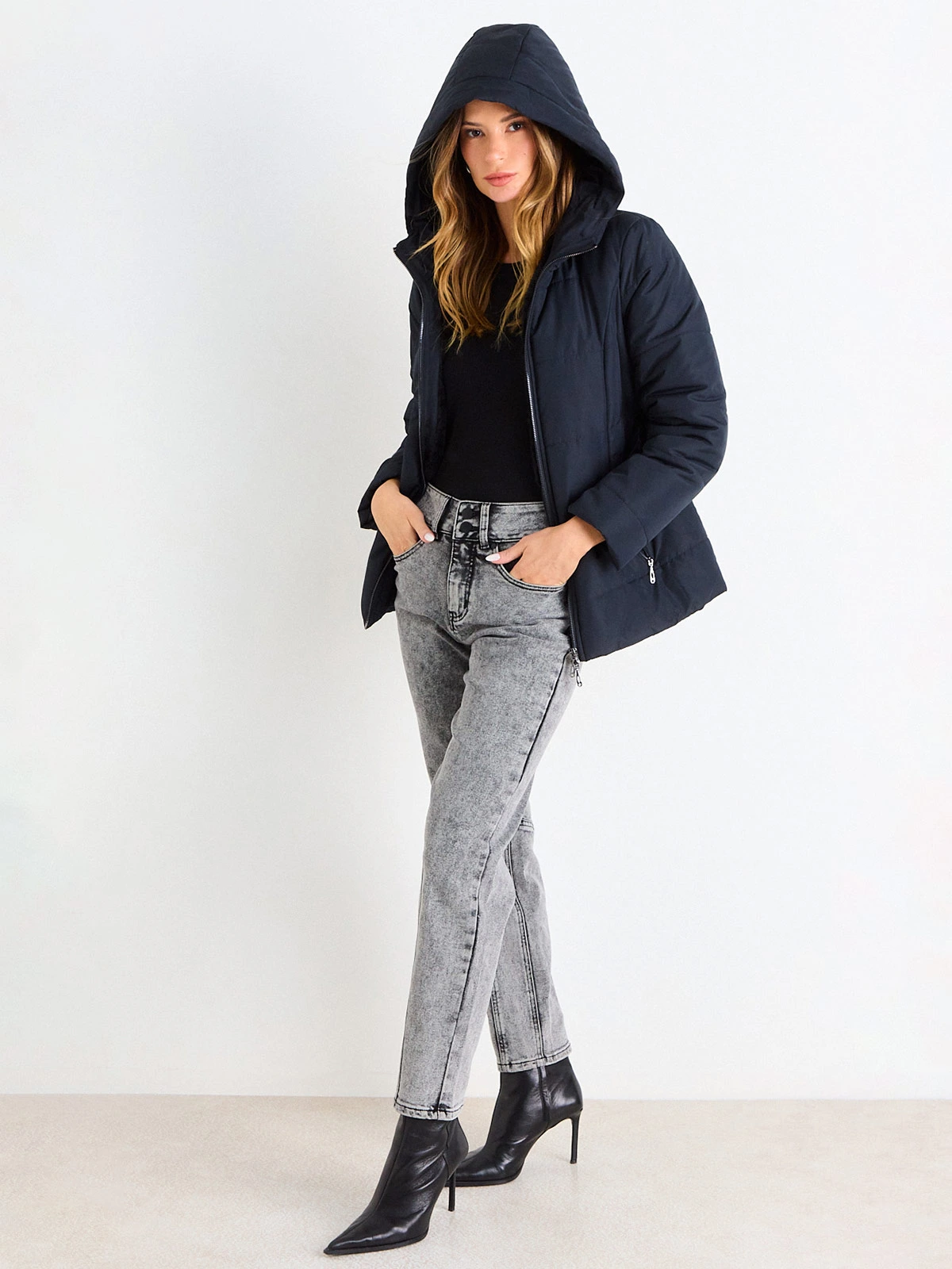 PARKA MUJER ASH CUELLO ALTO MANGA LARGA GORRO - 2