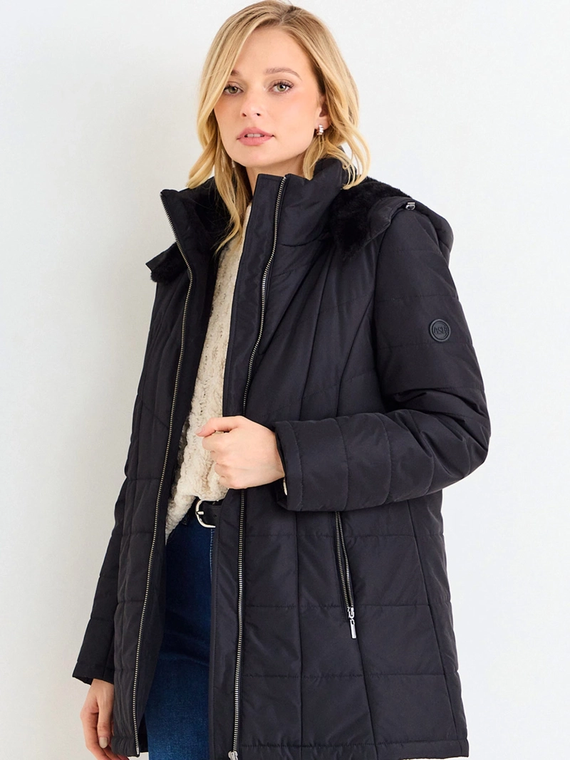 PARKA MUJER ASH CUELLO ALTO MANGA LARGA ENTALLADA GORRO - 2