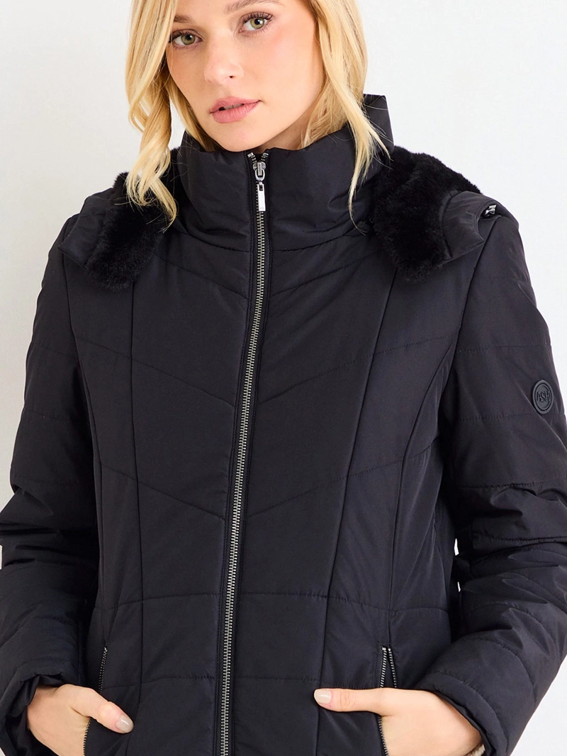 PARKA MUJER ASH CUELLO ALTO MANGA LARGA ENTALLADA GORRO - 4