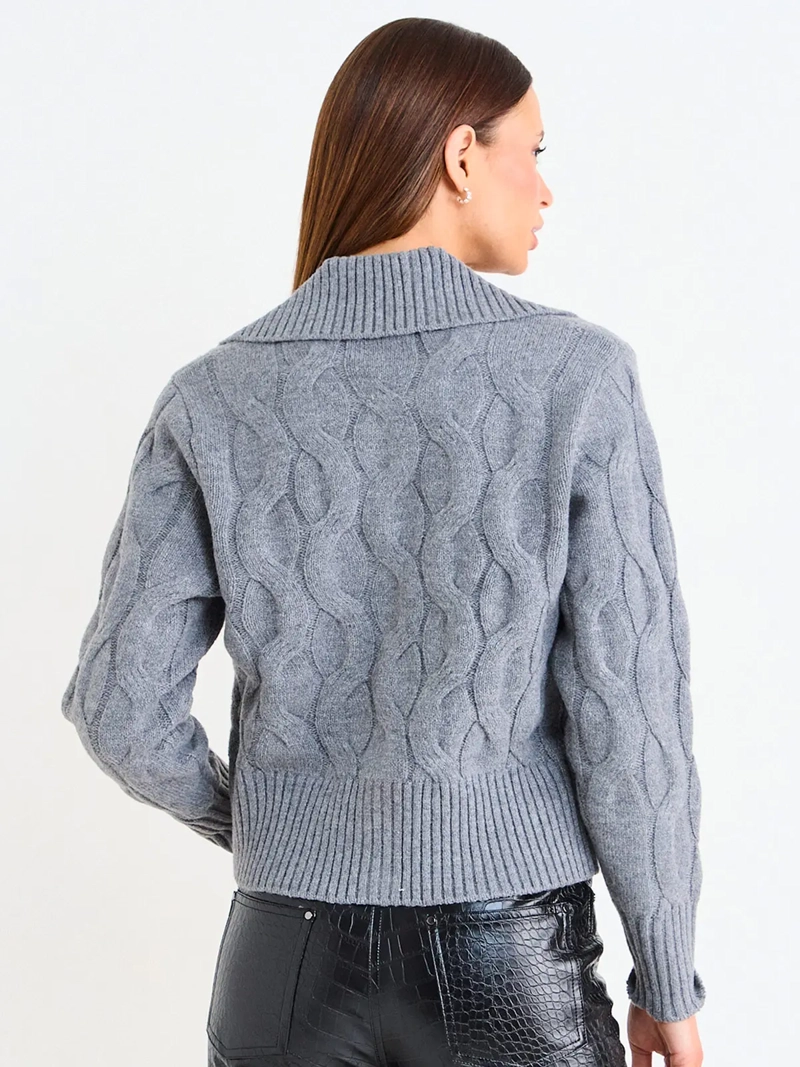 CARDIGAN MUJER ASH CUELLO POLO TRENZADO Y BOTONES - 3
