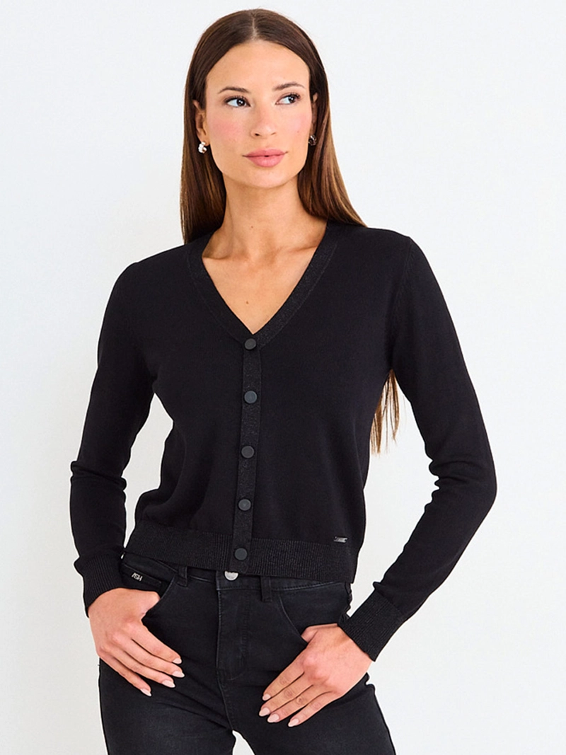 POLERA MUJER ASH ALGODÓN TEJIDA LISA BOTONES - 2