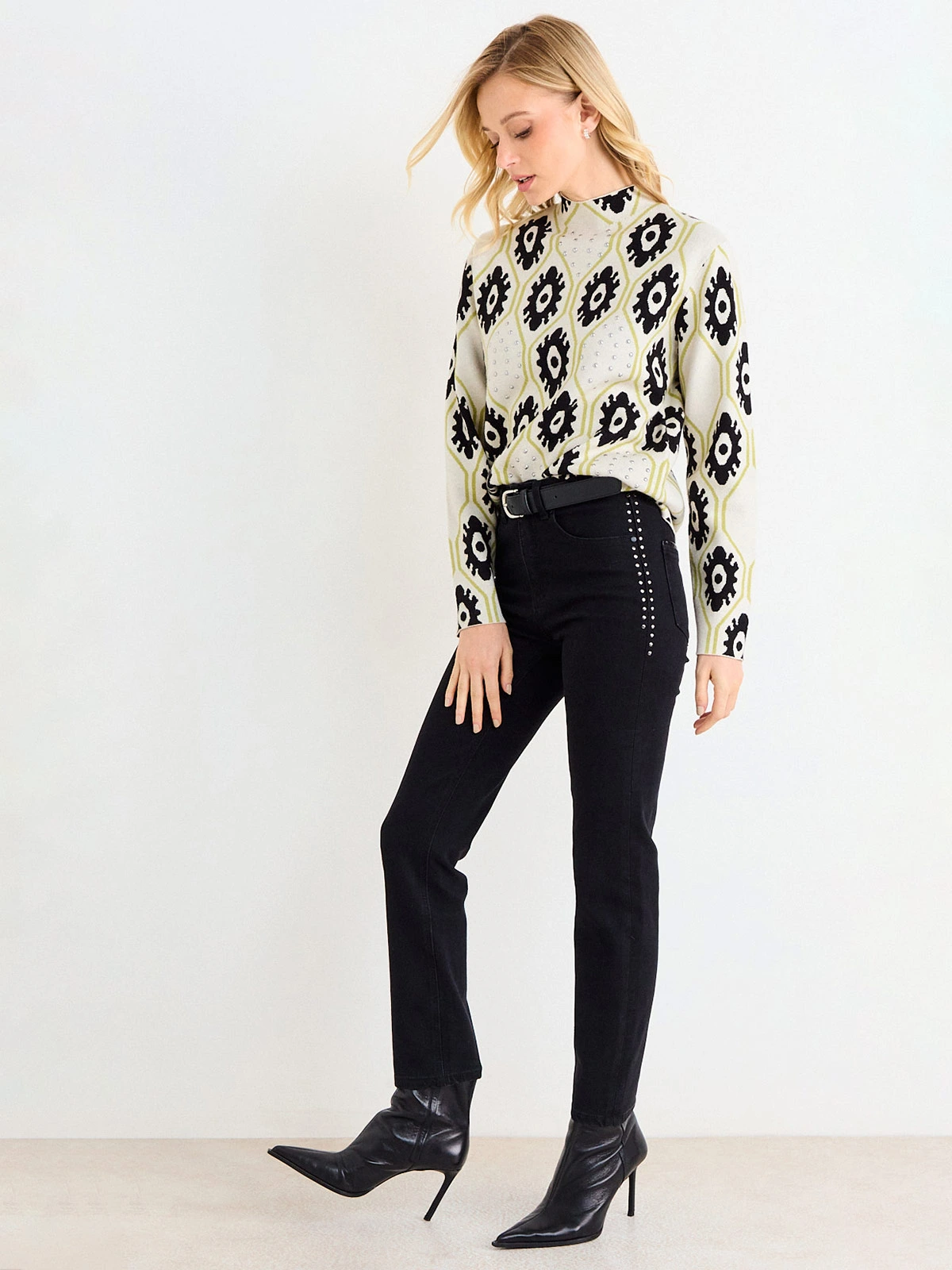 SWEATER MUJER ASH CUELLO ALTO JACQUARD - 2