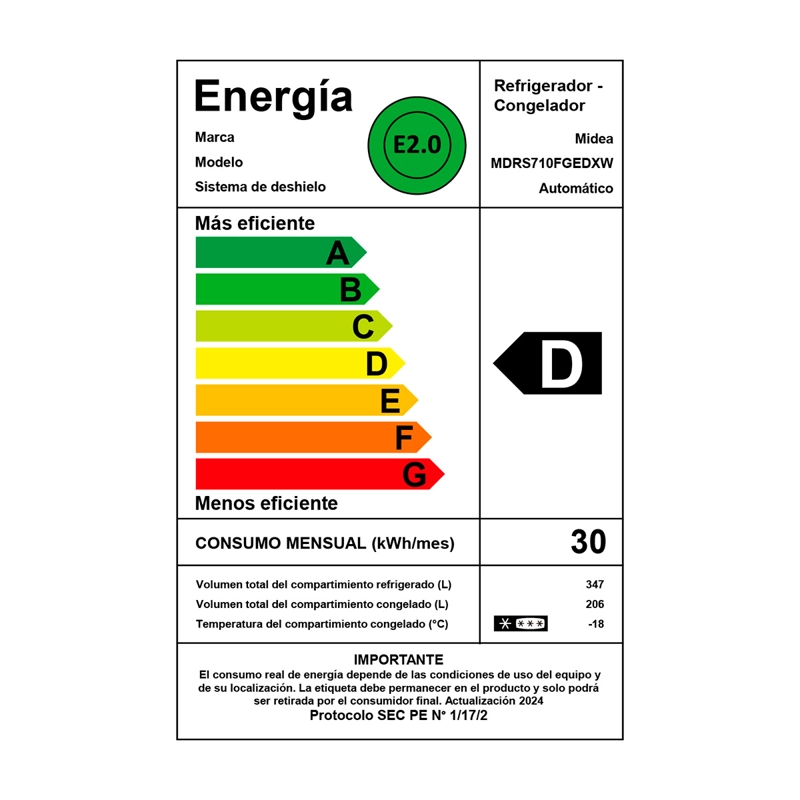 REFRIGERADOR SIDE BY SIDE MIDEA MDRS710FGEDXW 553L NO FROST GRAFITO - 6