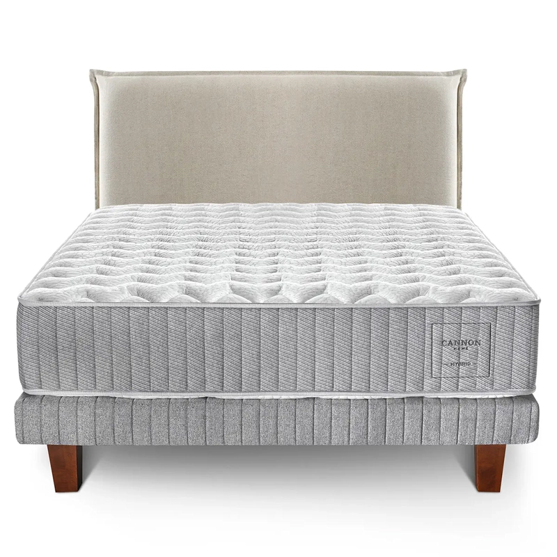 JUEGO DE DORMITORIO CANNON CAMA EUROPEA HYBRID COTTON KING + RESPALDO LINO BEIGE  - 2