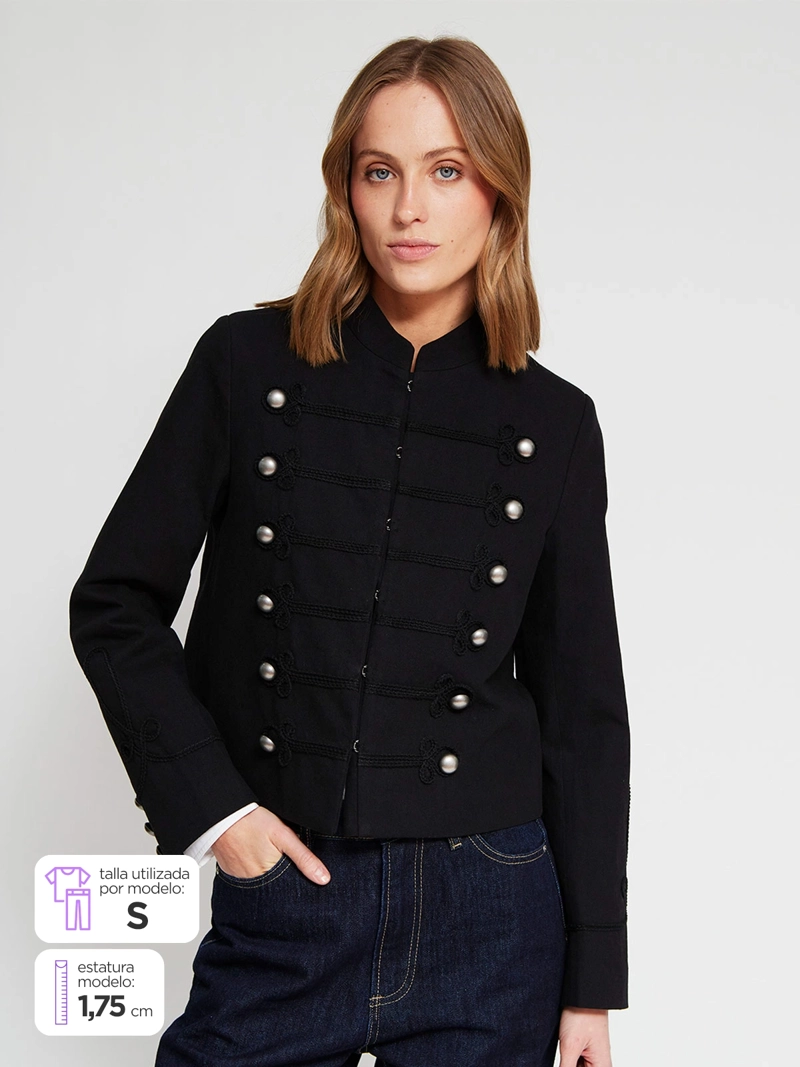 CHAQUETA MUJER MARQUIS ALGODÓN MILITAR BOTONES - 1
