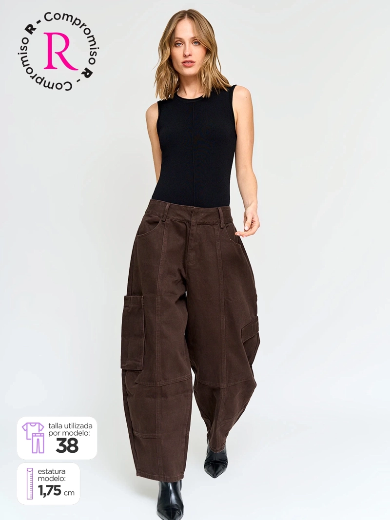 JEANS MUJER MARQUIS ALGODÓN BARREL CARGO - 1