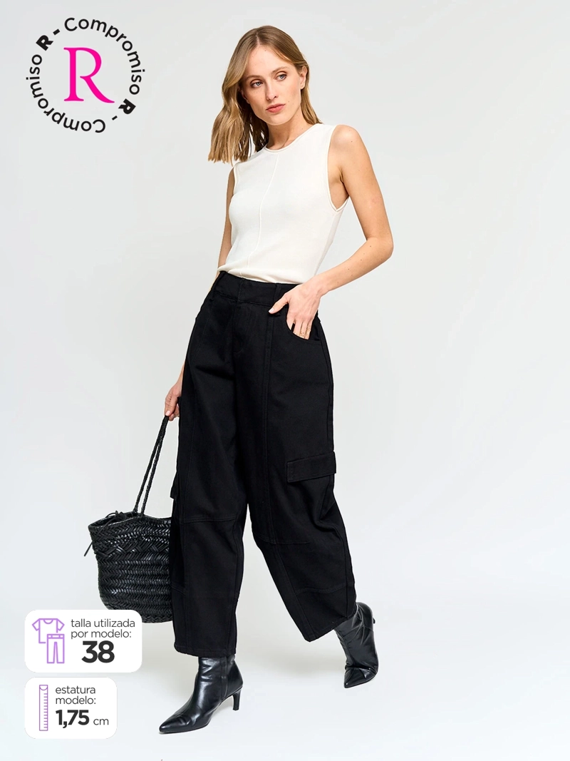 JEANS MUJER MARQUIS ALGODÓN BARREL CARGO - 1