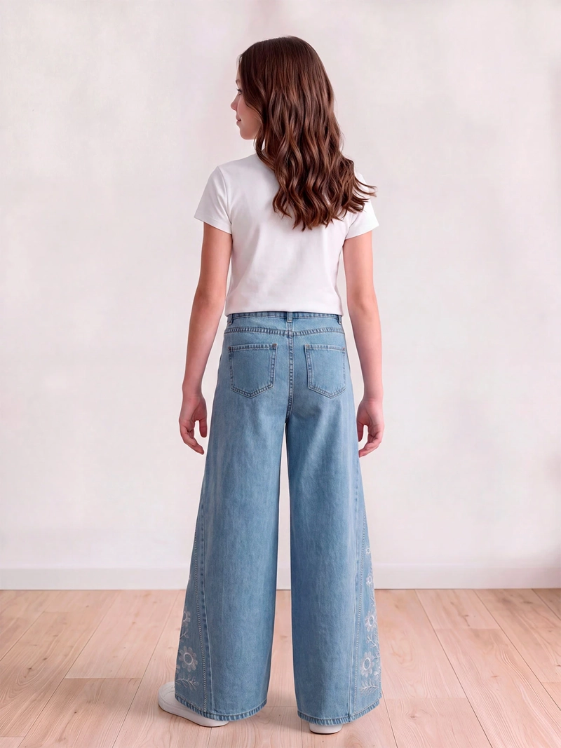 JEANS NIÑA INDEX TEEN ALGODÓN EXTRA WIDE BORDADO - 2