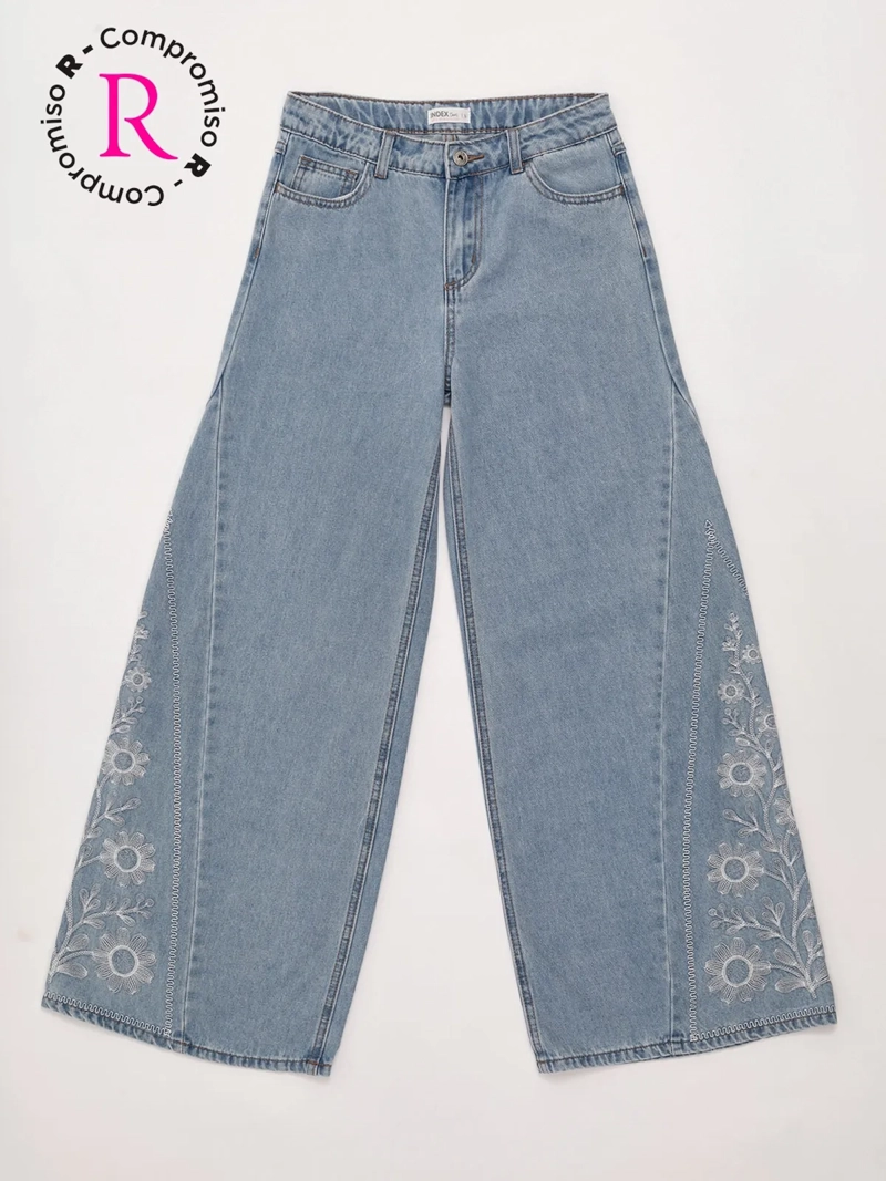 JEANS NIÑA INDEX TEEN ALGODÓN EXTRA WIDE BORDADO - 3