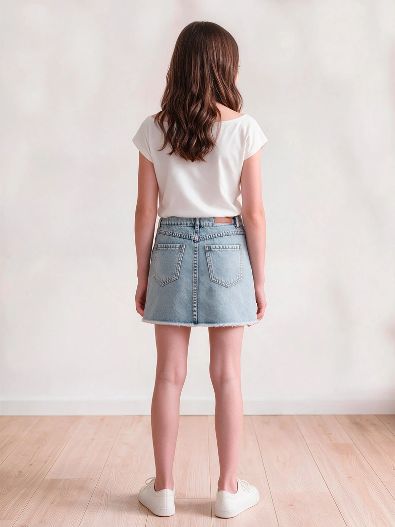 FALDA NIÑA INDEX TEEN ALGODÓN DENIM BORDADA - 2