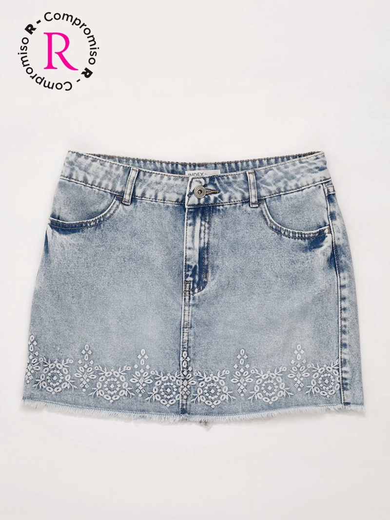 FALDA NIÑA INDEX TEEN ALGODÓN DENIM BORDADA - 3