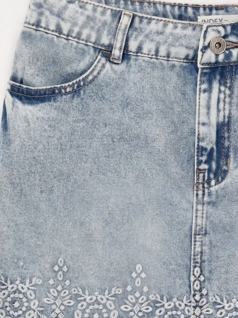 FALDA NIÑA INDEX TEEN ALGODÓN DENIM BORDADA - 5