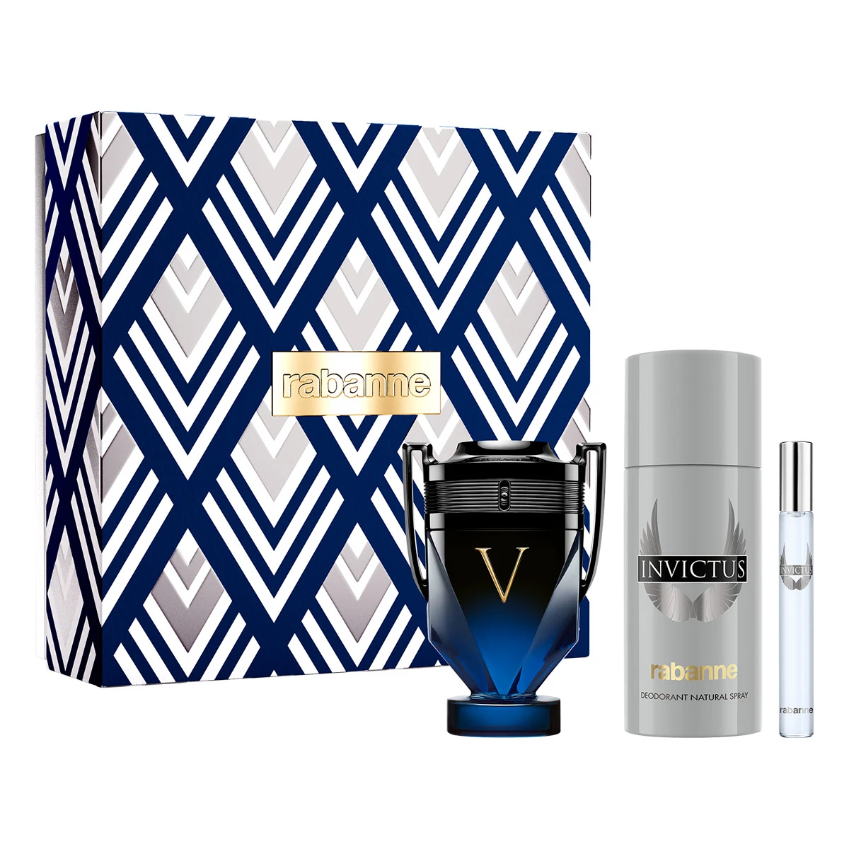 ESTUCHE PERFUME HOMBRE RABANNE INVICTUS VICTORY ELIXIR PARFUM 100ML+150ML+EDT 10ML - 1