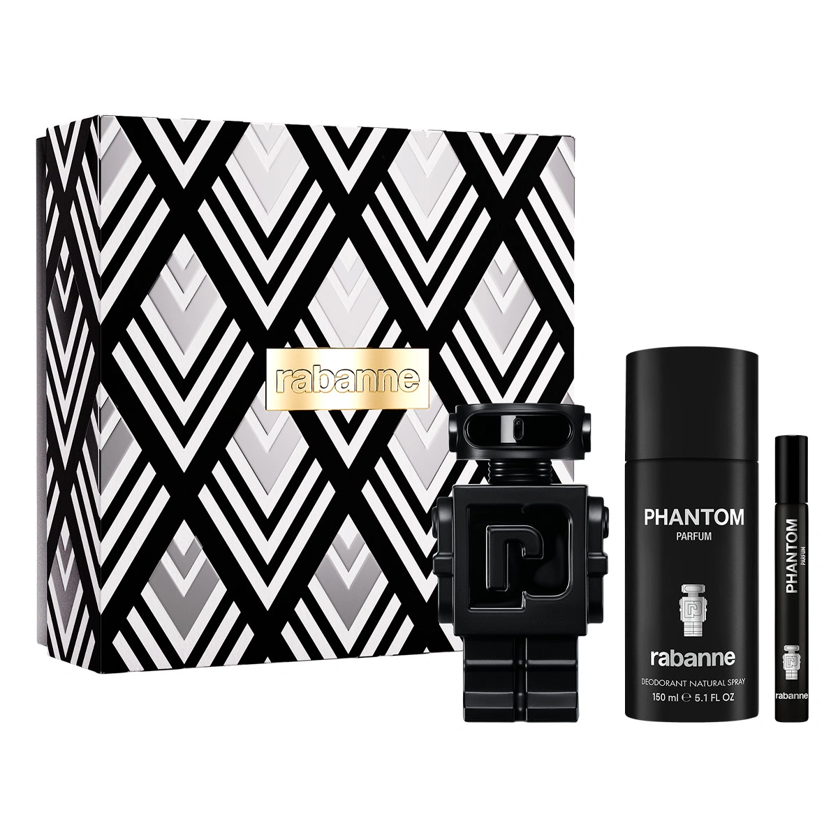 ESTUCHE PERFUME HOMBRE RABANNE PHANTOM PARFUM 100ML+150ML+10ML - 1