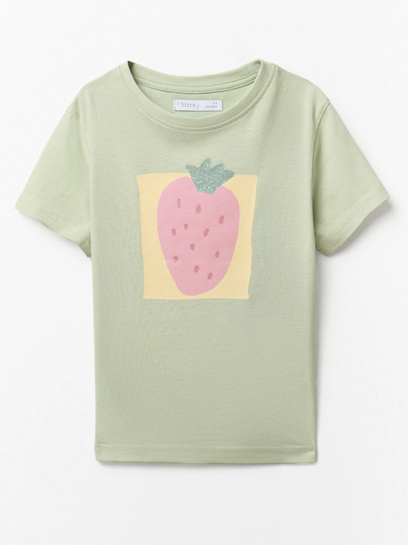 POLERA NIÑA SFERA MANGA CORTA CUELLO REDONDO ESTAMPADA - 1